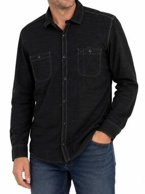 INC International Concepts XL Black Cotton Front Button Shirt Men’s